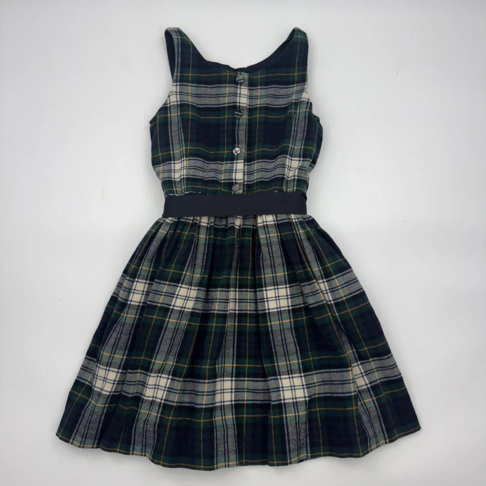 Polo Ralph Lauren Girls Tartan Plaid Cotton Twill Holiday Dress Size 12